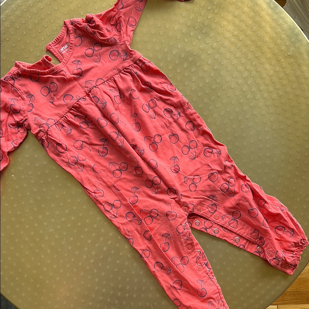 Carter's Coral Baby Romper with Fun Print
